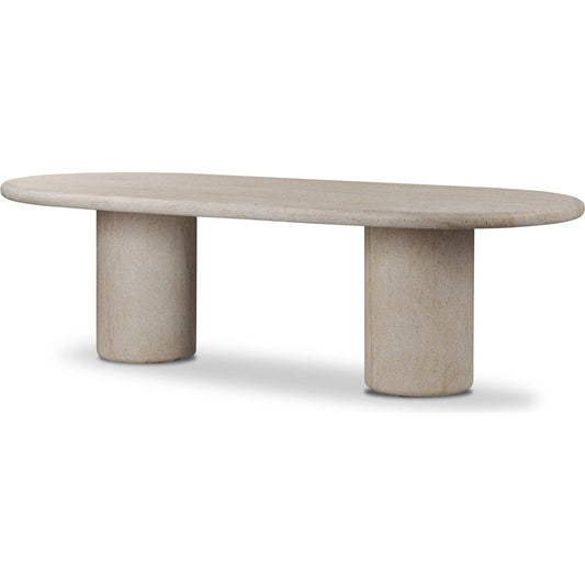 Poole Outdoor Dining Table by Four Hands in textured sand concrete. Made from solid concrete in a transitional style.