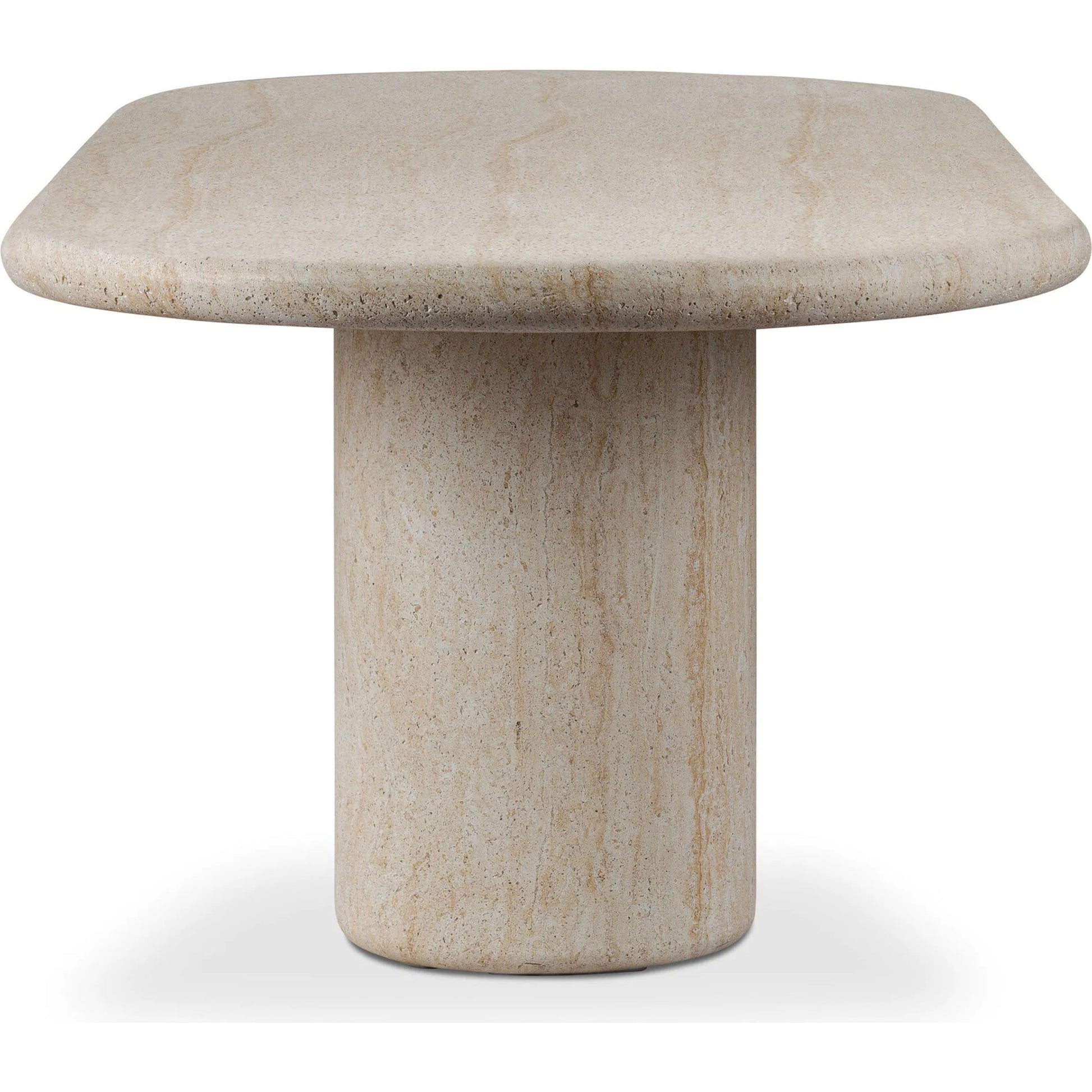 Poole Outdoor Dining Table by Four Hands in textured sand concrete. Made from solid concrete in a transitional style.