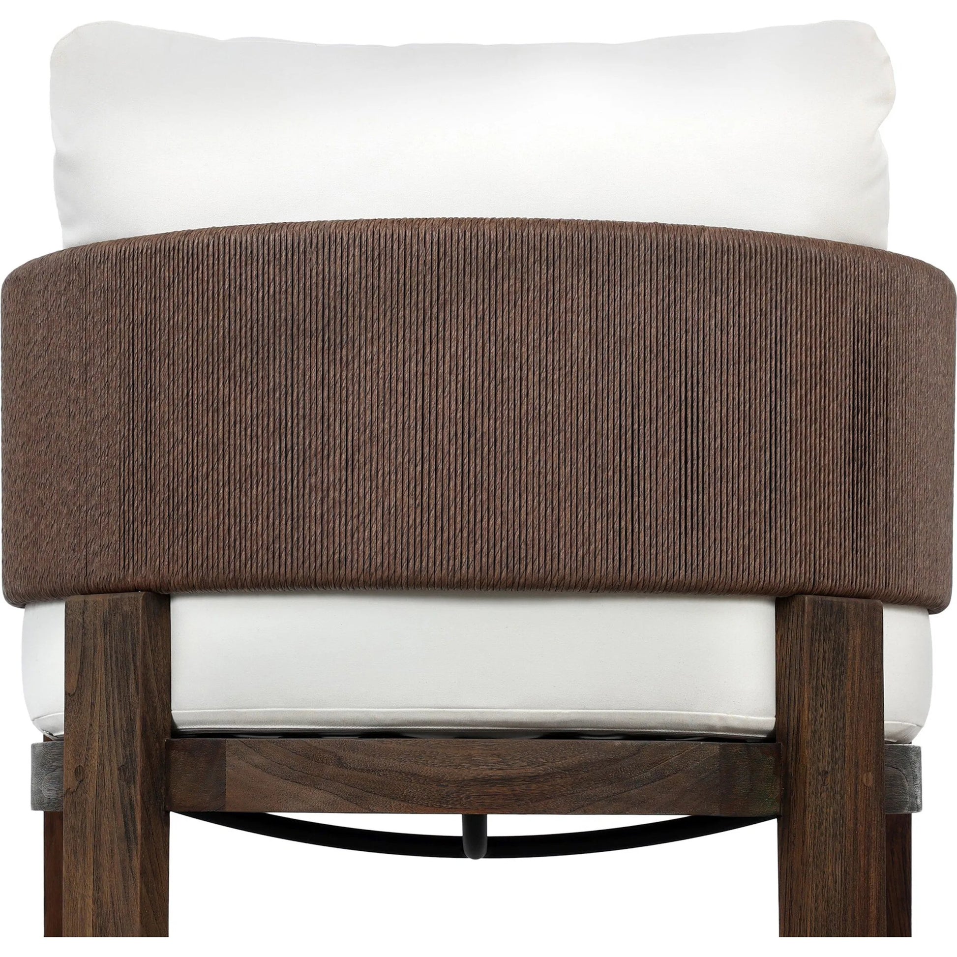 Delancy Outdoor Chair by Four Hands in arashi salt, stained saddle brown-fsc, tanned weave. Made from 100% acrylic, solid fsc®-certified teak, 100% polyethylene in a transitional style.