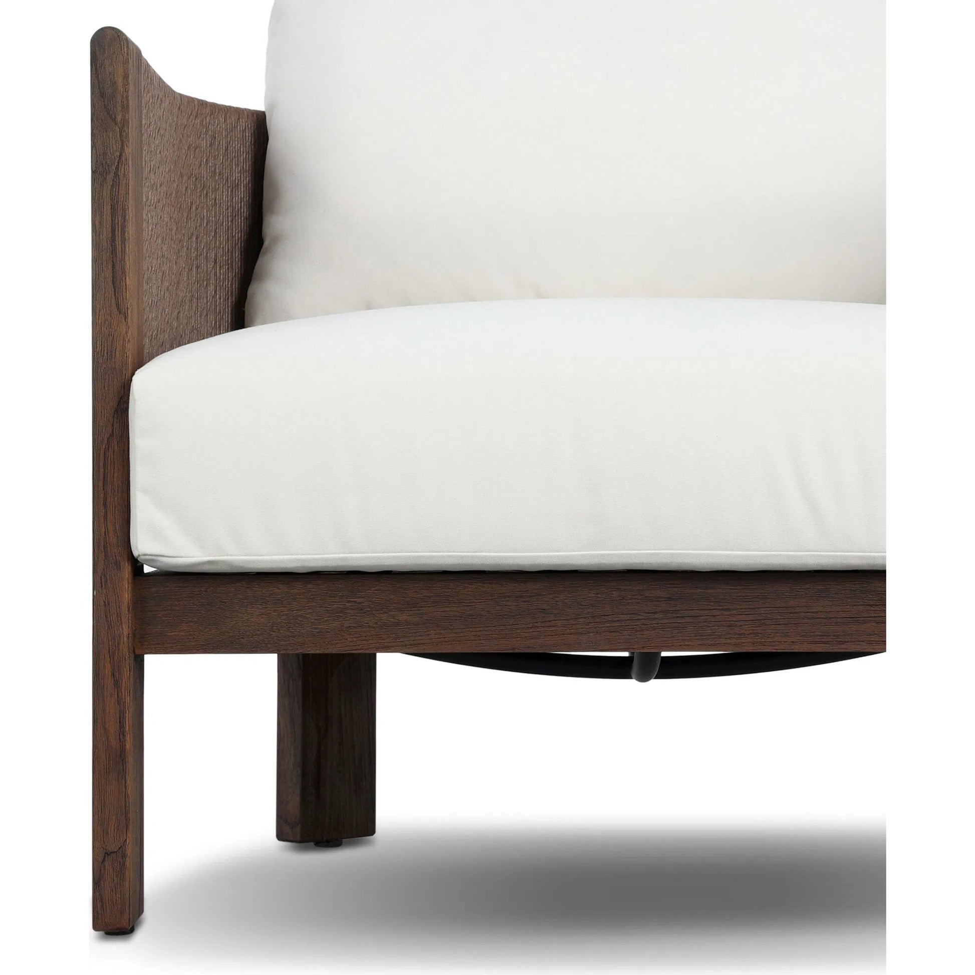 Delancy Outdoor Chair by Four Hands in arashi salt, stained saddle brown-fsc, tanned weave. Made from 100% acrylic, solid fsc®-certified teak, 100% polyethylene in a transitional style.