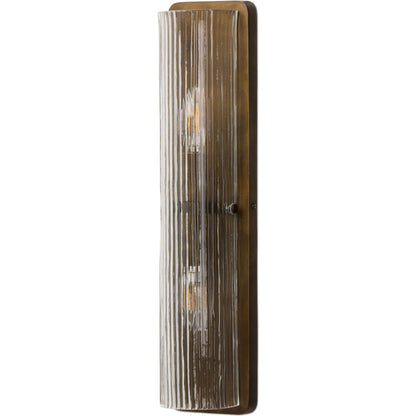 Kenji Sconce by Four Hands in clear reeded glass, burnished brass iron, clear cord. Made from glass, iron, thermoplastic in a traditional style.