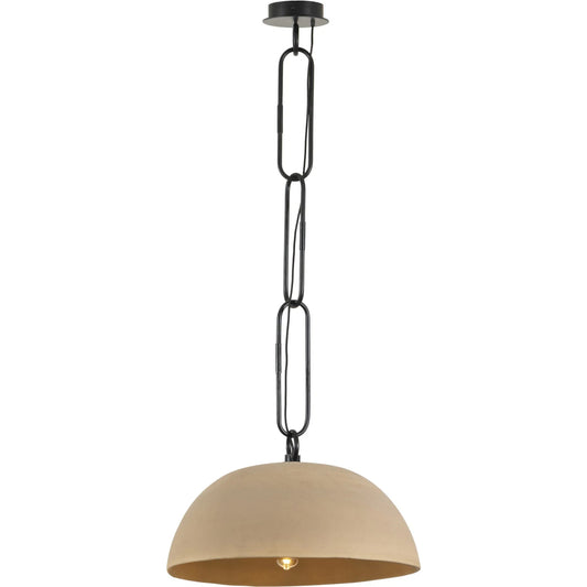 Jesenia Pendant by Four Hands in tan speckled ceramic, black iron. Made from ceramic, iron in a unique style.