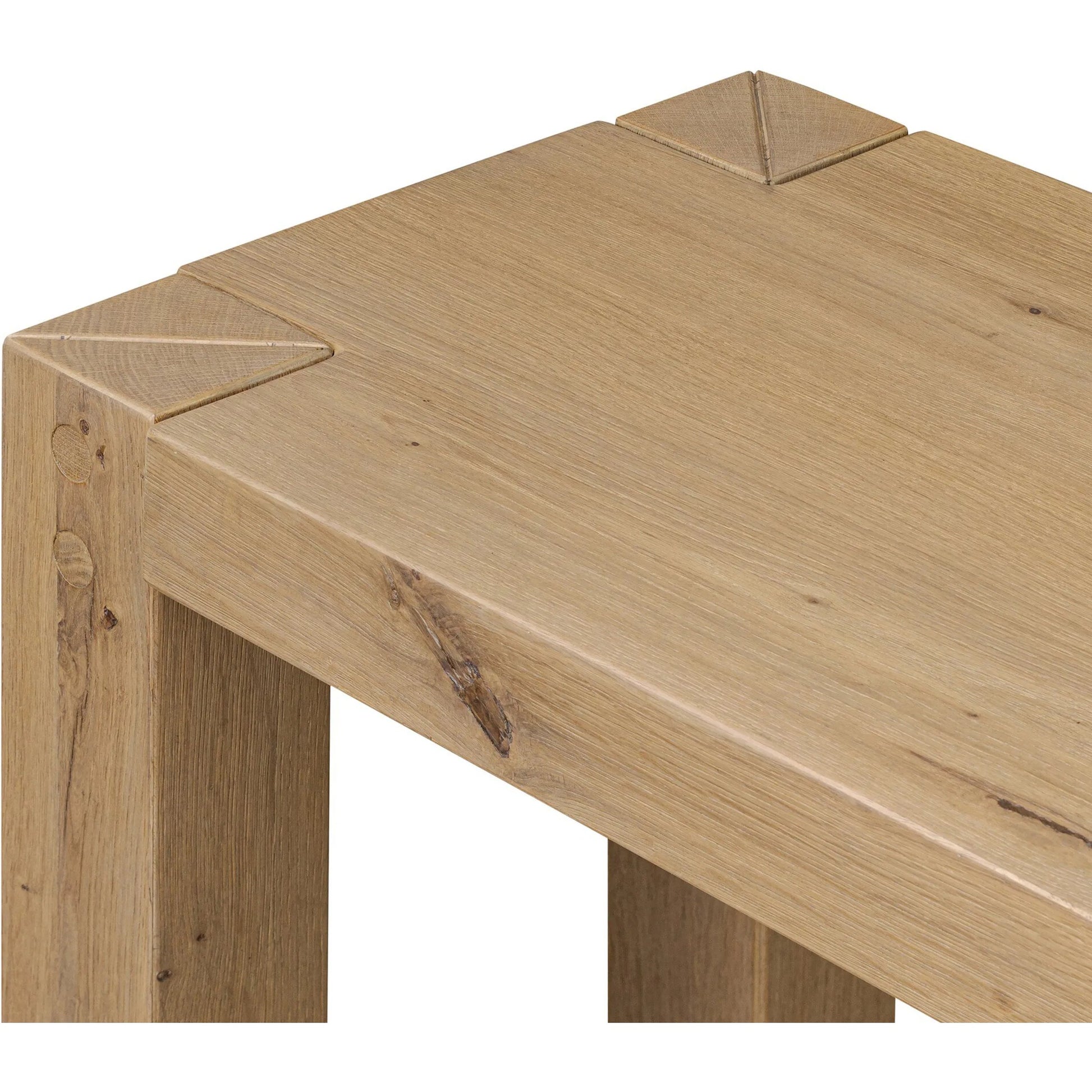 Emmer Console Table by Four Hands in aged smoked oak, aged smoked oak veneer. Made from solid oak, thick oak veneer in a transitional style.