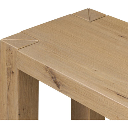 Emmer Console Table by Four Hands in aged smoked oak, aged smoked oak veneer. Made from solid oak, thick oak veneer in a transitional style.