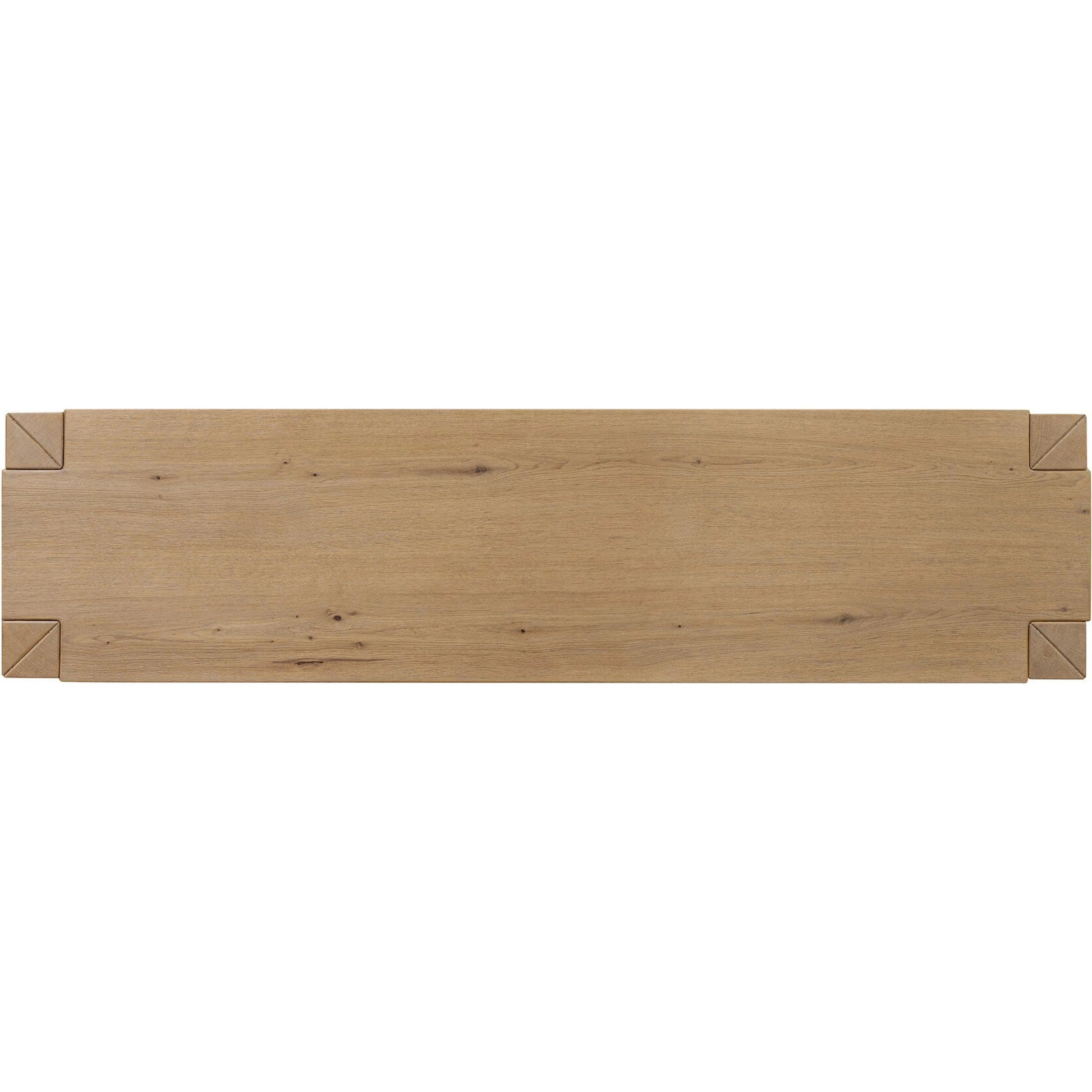 Emmer Console Table by Four Hands in aged smoked oak, aged smoked oak veneer. Made from solid oak, thick oak veneer in a transitional style.
