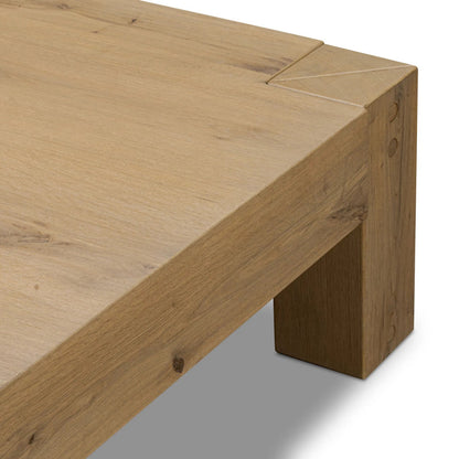 Emmer Coffee Table by Four Hands in aged smoked oak, aged smoked oak veneer. Made from solid oak, thick oak veneer in a transitional style.