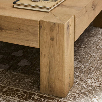 Emmer Coffee Table by Four Hands in aged smoked oak, aged smoked oak veneer. Made from solid oak, thick oak veneer in a transitional style.