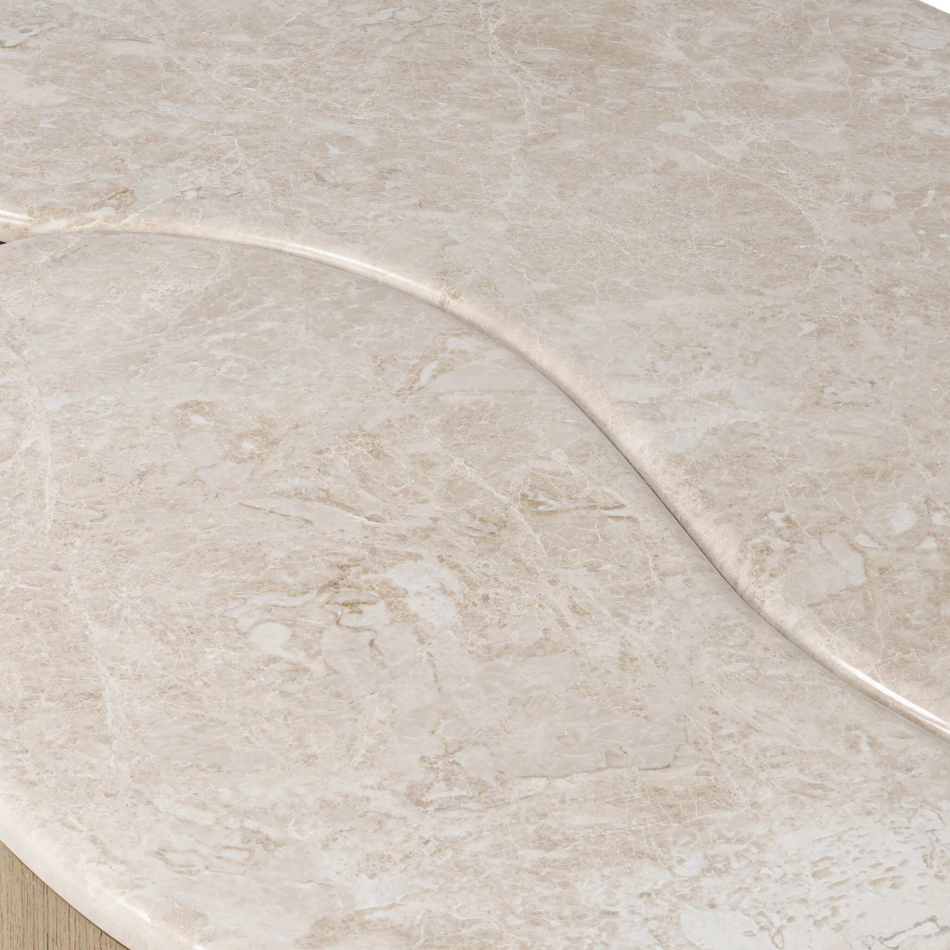 Ingrid Coffee Table by Four Hands in cappuccino marble, drifted oak veneer. Made from solid marble, thick oak veneer, solid oak in a transitional style.