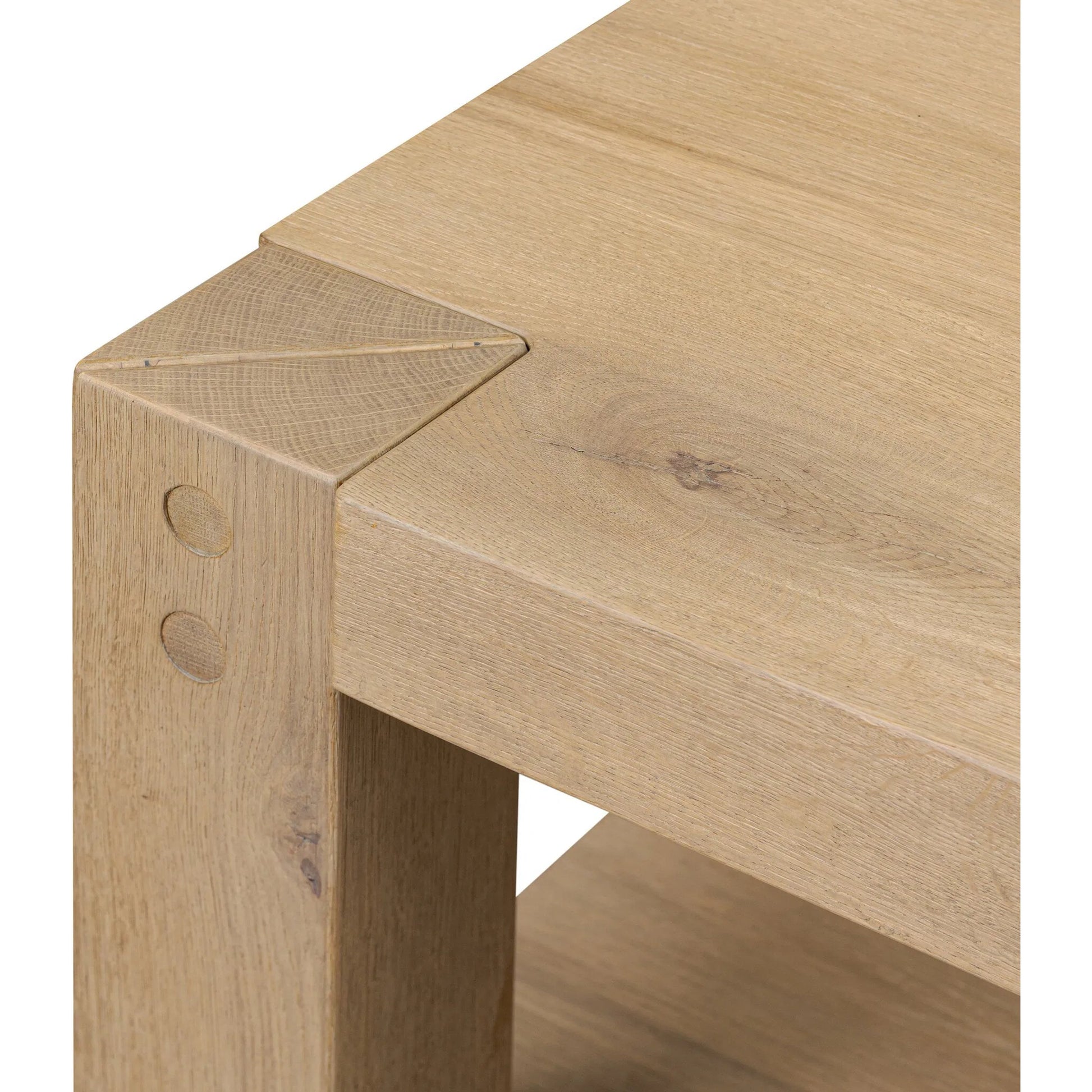 Emmer End Table by Four Hands in aged smoked oak, aged smoked oak veneer. Made from solid oak, thick oak veneer in a transitional style.