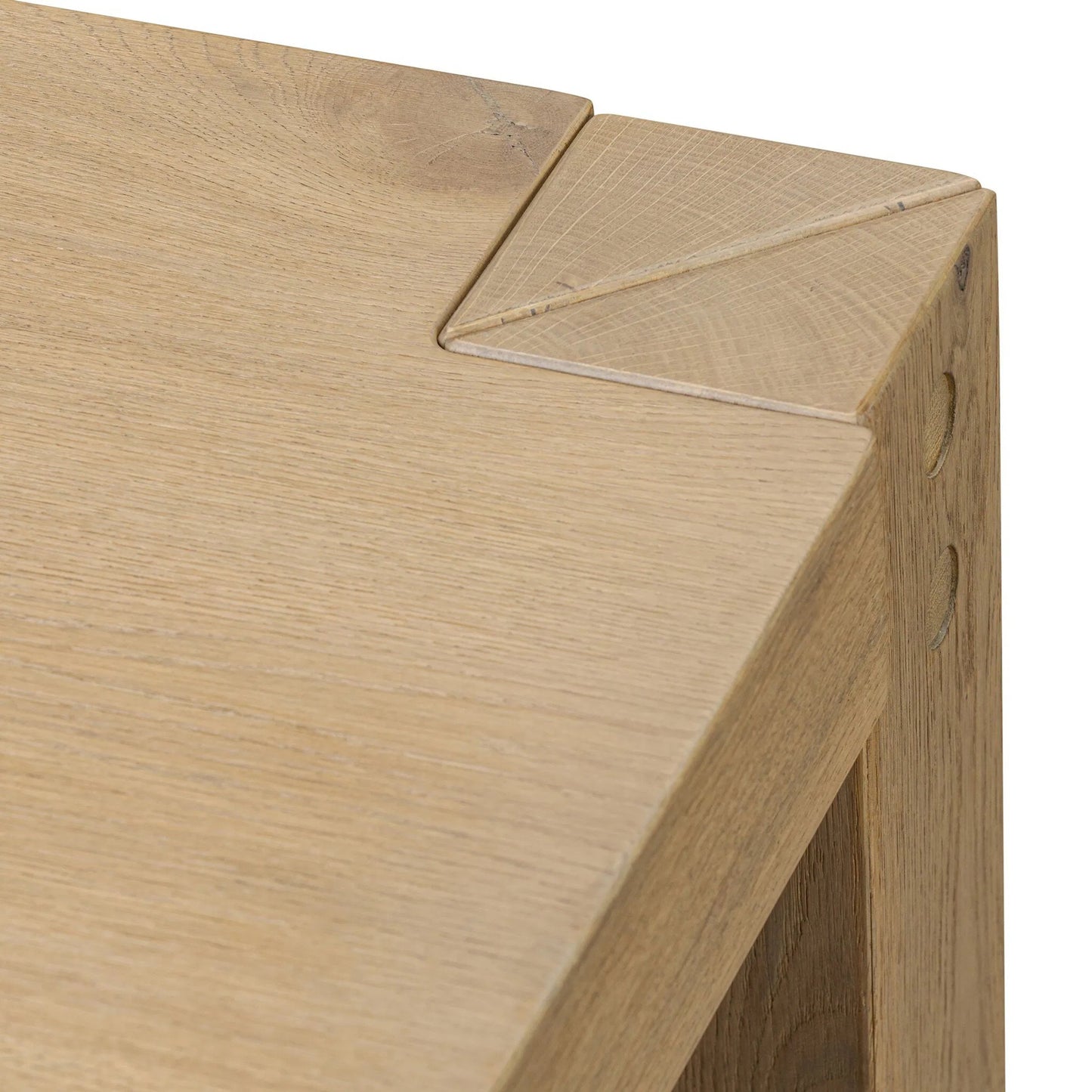 006 SI-2446546 | Closeup | Emmer End Table by Four Hands in aged smoked oak, aged smoked oak veneer. Made from solid oak, thick oak veneer in a transitional style.