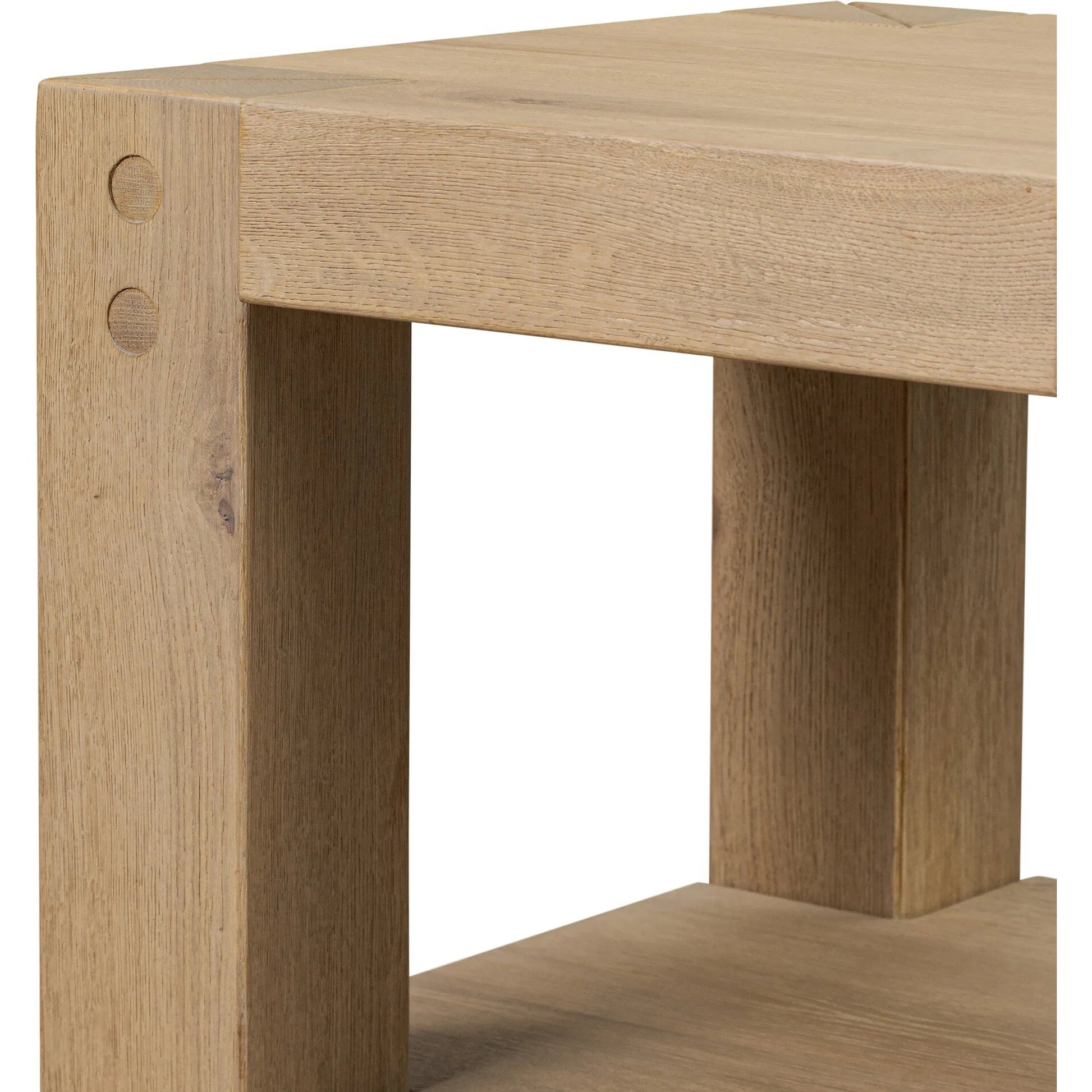 Emmer End Table by Four Hands in aged smoked oak, aged smoked oak veneer. Made from solid oak, thick oak veneer in a transitional style.