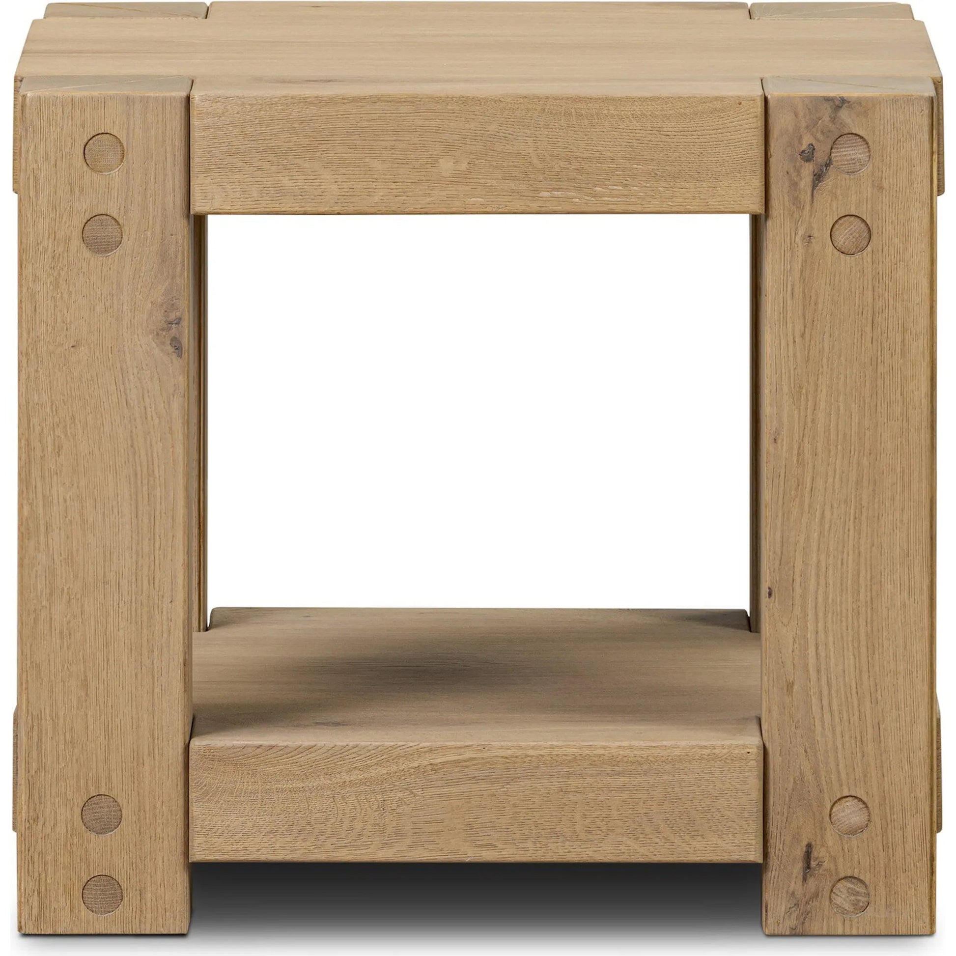 Emmer End Table by Four Hands in aged smoked oak, aged smoked oak veneer. Made from solid oak, thick oak veneer in a transitional style.