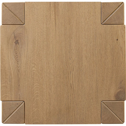 Emmer End Table by Four Hands in aged smoked oak, aged smoked oak veneer. Made from solid oak, thick oak veneer in a transitional style.