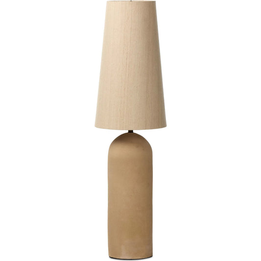 Posie Floor Lamp by Four Hands in tan speckled ceramic, aged brass. Made from ceramic, brass in a unique style.