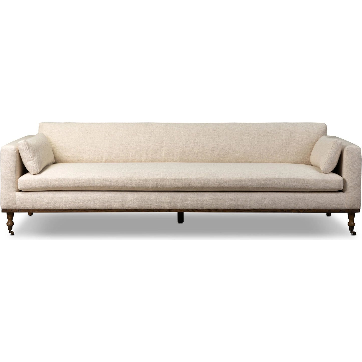 002 SI-2535017 | Additional Silo | Harlin Sofa by Four Hands in thames cream, brushed brass, amber oak. Made from 66% polyester, 19% acrylic, 15% flax, linen, iron, solid oak in a unique style.