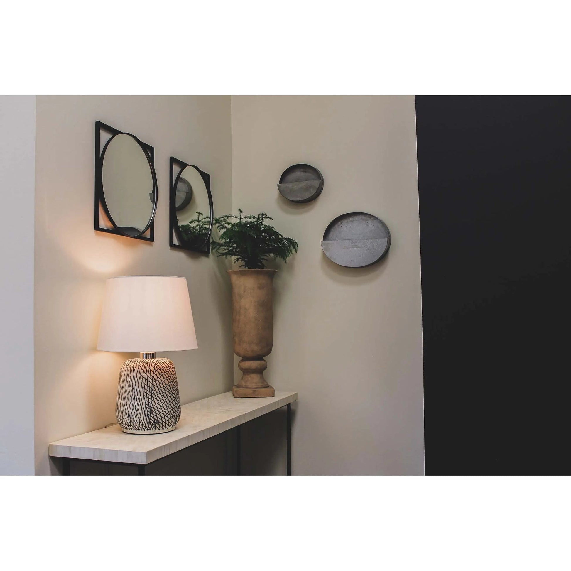 Skye Swirl Lamp by LH Imports in gray, black, off-white. Made from ceramic, cotton in a unique style.