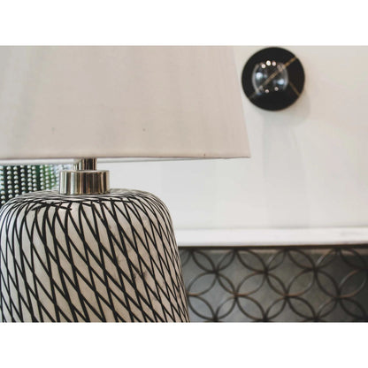 Skye Swirl Lamp by LH Imports in gray, black, off-white. Made from ceramic, cotton in a unique style.