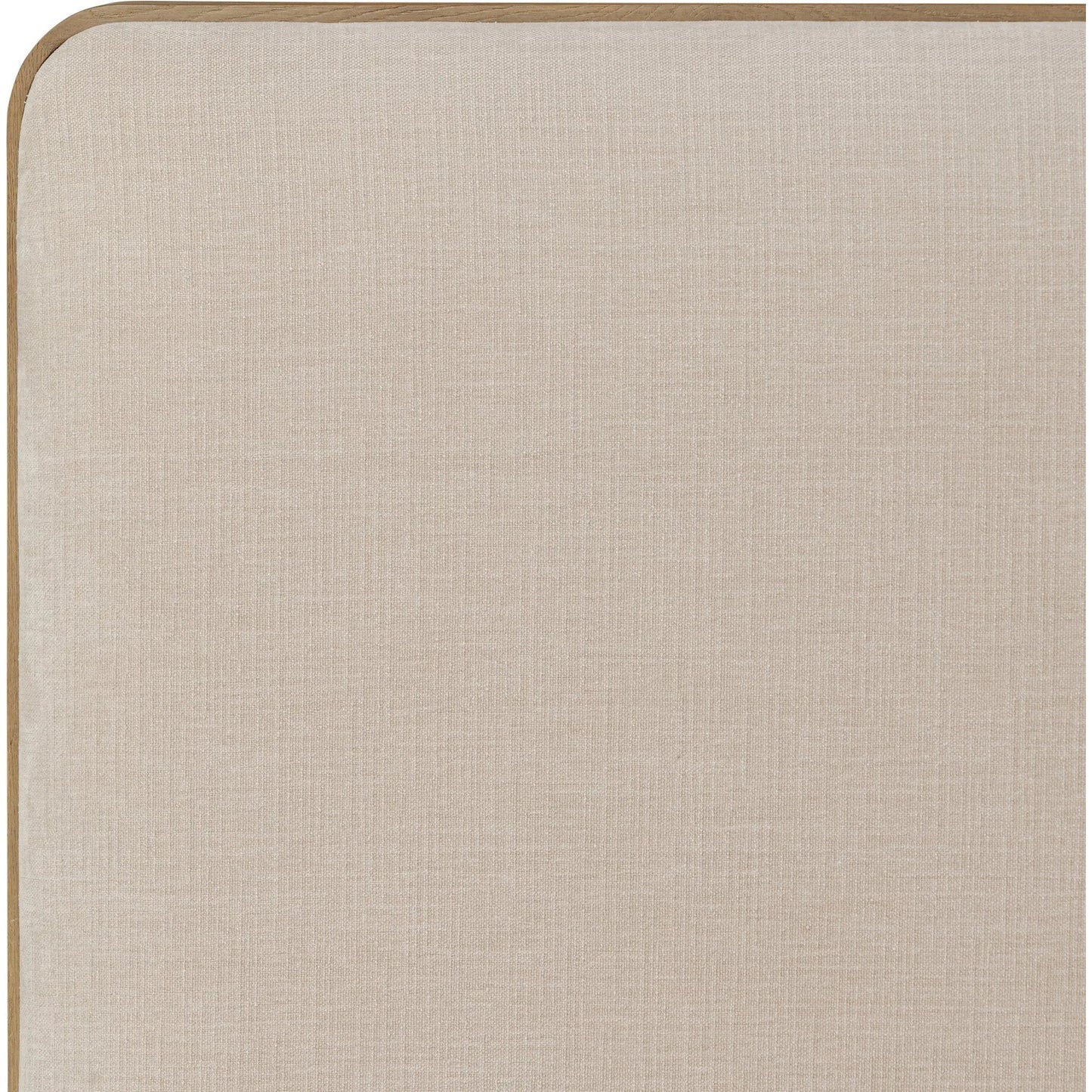 004 SI-2519265 | Closeup | Pierce Bed by Four Hands in holland sand, drifted oak. Made from 80% recycled polyester, 20% polyester, solid oak in a transitional style.