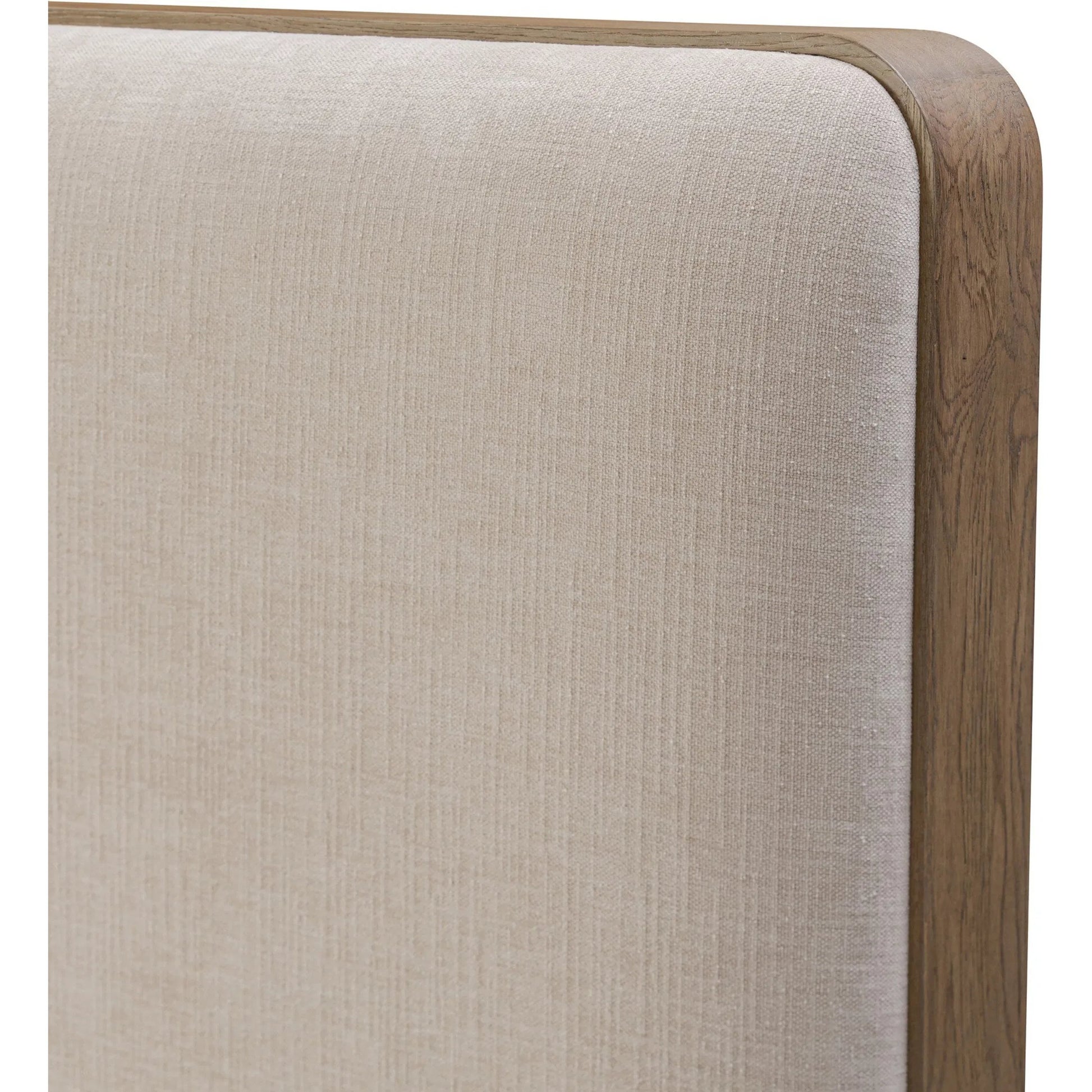 Pierce Bed by Four Hands in holland sand, drifted oak. Made from 80% recycled polyester, 20% polyester, solid oak in a transitional style.