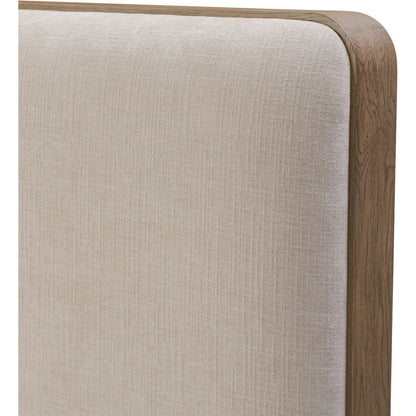 Pierce Bed by Four Hands in holland sand, drifted oak. Made from 80% recycled polyester, 20% polyester, solid oak in a transitional style.