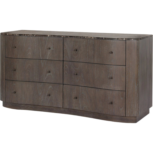 Boa 6 Drawer Dresser by Four Hands. Made from mindi veneer, solid mindi in a transitional style.