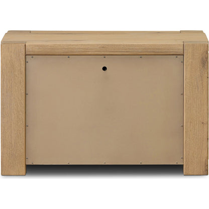 Emmer Nightstand by Four Hands in aged smoked oak, aged smoked oak veneer. Made from solid oak, thick oak veneer in a transitional style.