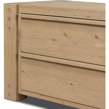 Emmer Nightstand by Four Hands in aged smoked oak, aged smoked oak veneer. Made from solid oak, thick oak veneer in a transitional style.