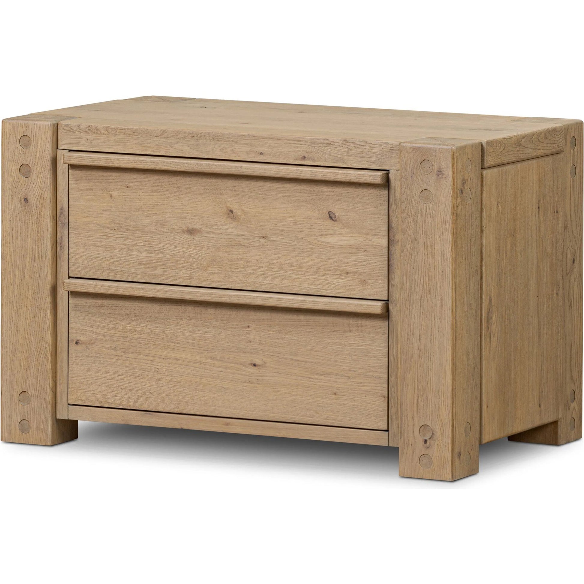 Emmer Nightstand by Four Hands in aged smoked oak, aged smoked oak veneer. Made from solid oak, thick oak veneer in a transitional style.