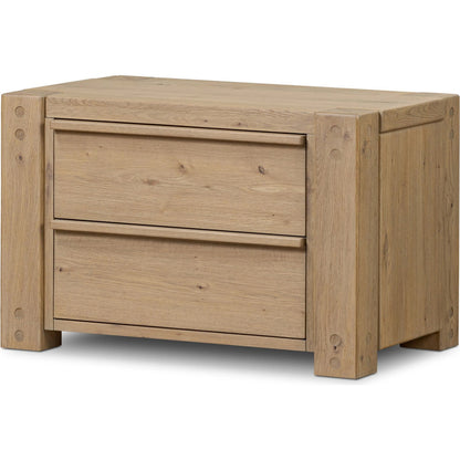 Emmer Nightstand by Four Hands in aged smoked oak, aged smoked oak veneer. Made from solid oak, thick oak veneer in a transitional style.