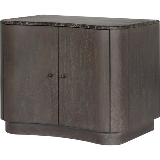 Boa Nightstand by Four Hands. Made from solid marble, mindi veneer, solid mindi in a transitional style.