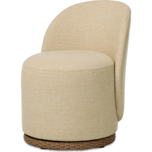 Quaid Outdoor Upholstered Dining Chair by Four Hands in alessi buff, faux dark hyacinth. Made from 100% polypropylene, 100% polyethylene in a unique style.