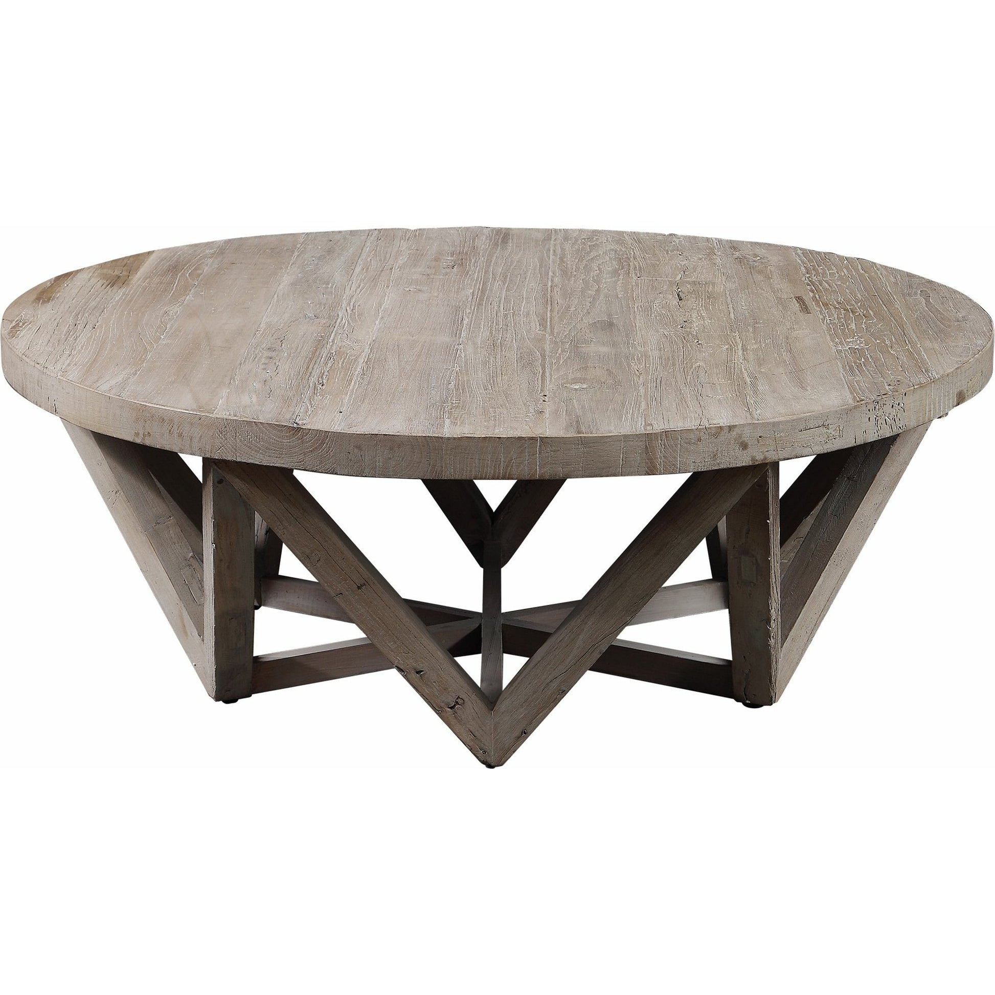 Kendry Reclaimed Wood Coffee Table by Uttermost. Made from old elm in a modern style.