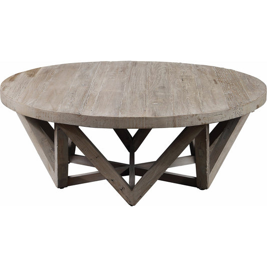 Kendry Reclaimed Wood Coffee Table by Uttermost. Made from old elm in a modern style.