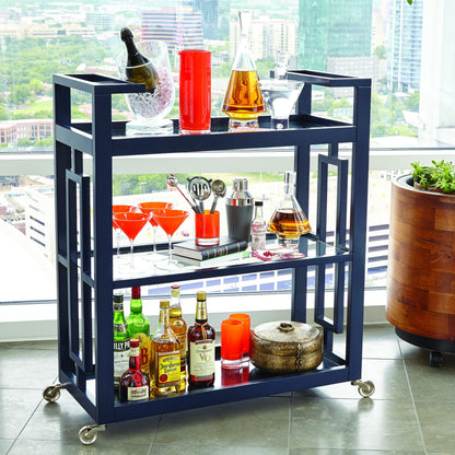 Grid Block Bar Cart by Global Views. Made from unique in a transitional style.