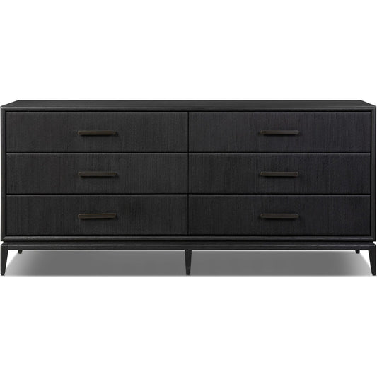 Rosenell 6 Drawer Dresser by Four Hands. Made from rush, oak veneer, solid oak in a transitional style.