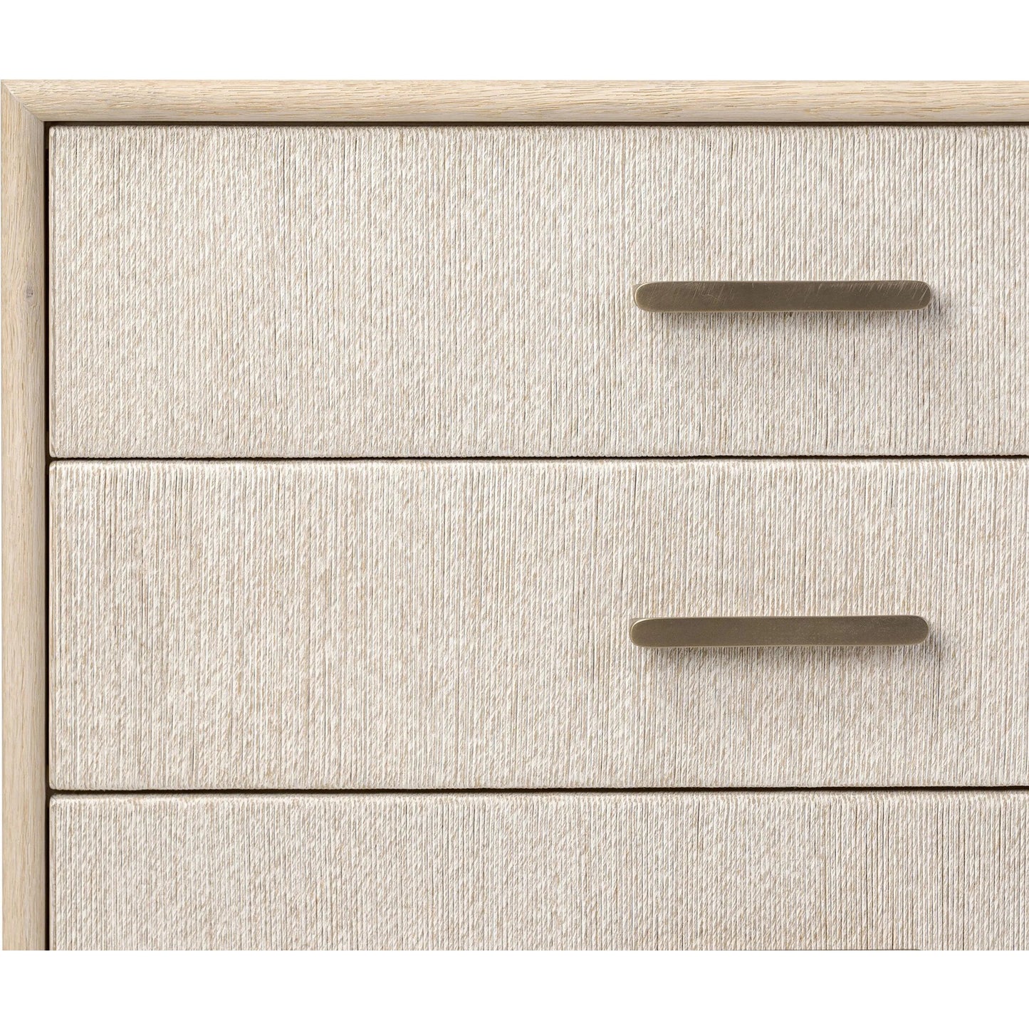 021 SI-2519288 | Closeup | Rosenell 6 Drawer Dresser by Four Hands in natural paper cord, natural oak veneer, natural oak solid. Made from rush, oak veneer, solid oak in a transitional style.