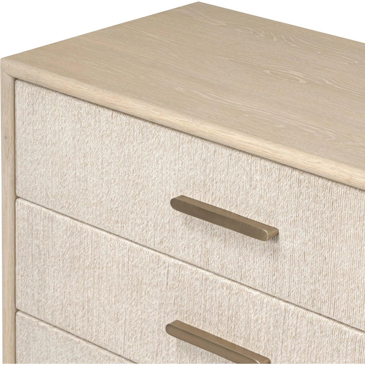 024 SI-2519288 | Closeup | Rosenell 6 Drawer Dresser by Four Hands in natural paper cord, natural oak veneer, natural oak solid. Made from rush, oak veneer, solid oak in a transitional style.