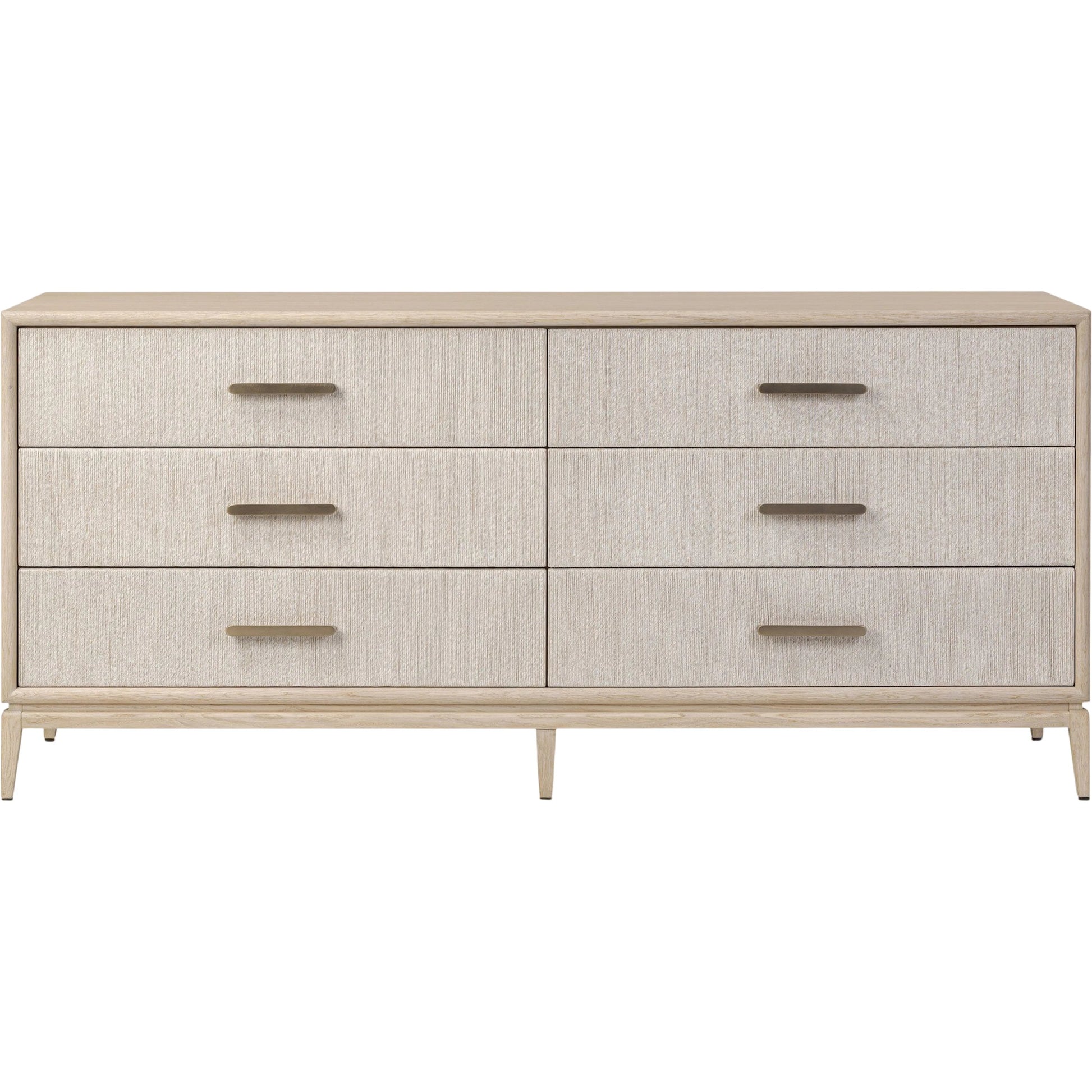 Rosenell 6 Drawer Dresser by Four Hands in natural paper cord, natural oak veneer, natural oak solid. Made from rush, oak veneer, solid oak in a transitional style.