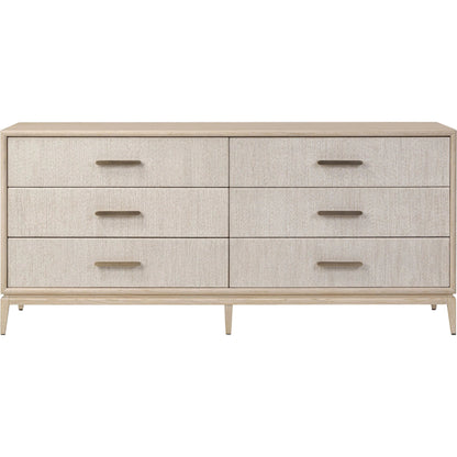 Rosenell 6 Drawer Dresser by Four Hands in natural paper cord, natural oak veneer, natural oak solid. Made from rush, oak veneer, solid oak in a transitional style.