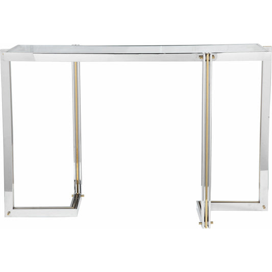 Locke Modern Console Table by Uttermost. Made from stainless steel, clear tempered glass in a modern style.
