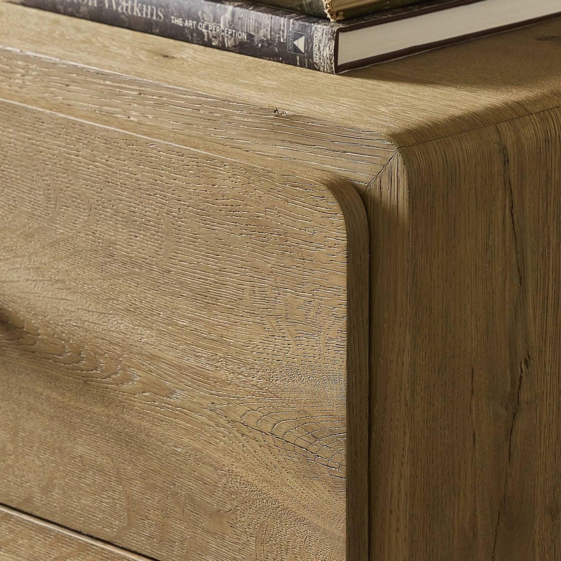Eden 6 Drawer Dresser by Four Hands in aged smoked oak veneer. Made from thick oak veneer in a transitional style.