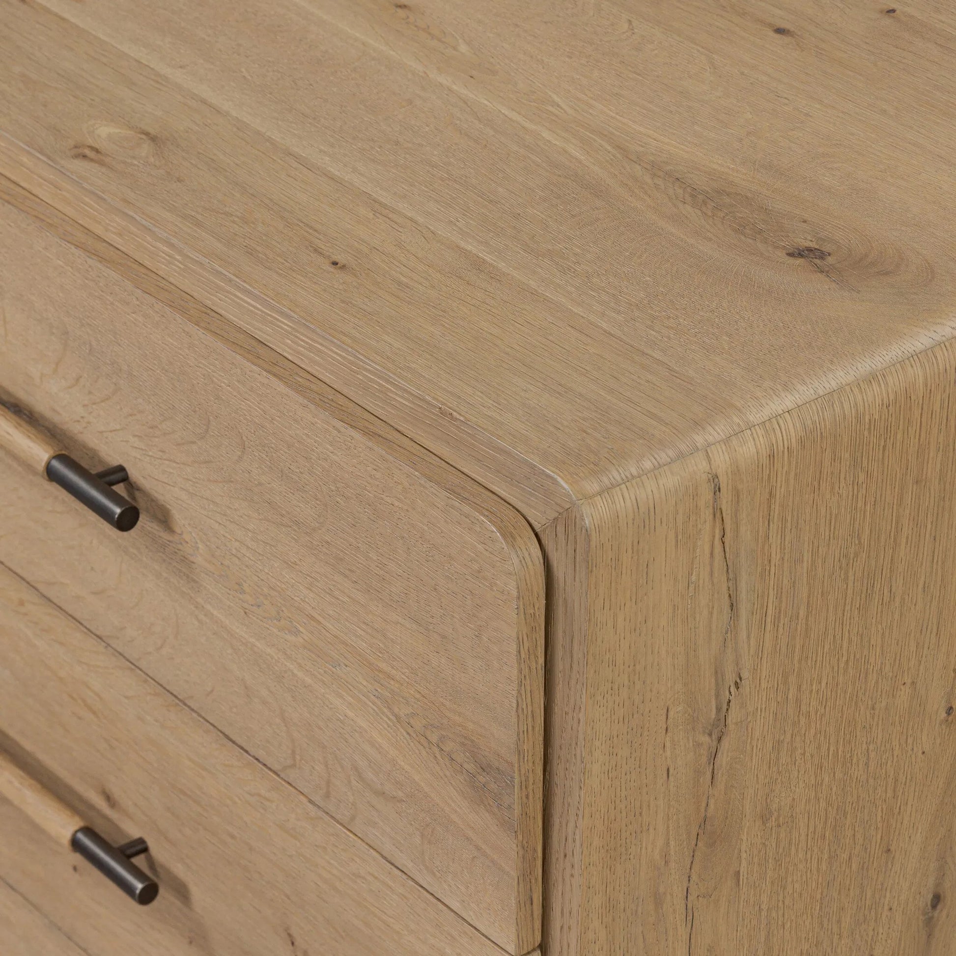 Eden 6 Drawer Dresser by Four Hands in aged smoked oak veneer. Made from thick oak veneer in a transitional style.