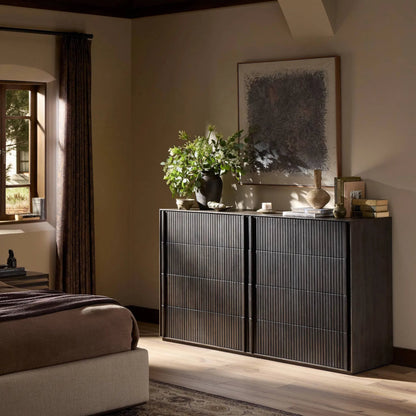 Leo 8 Drawer Dresser by Four Hands. Made from solid oak, thick oak veneer in a unique style.