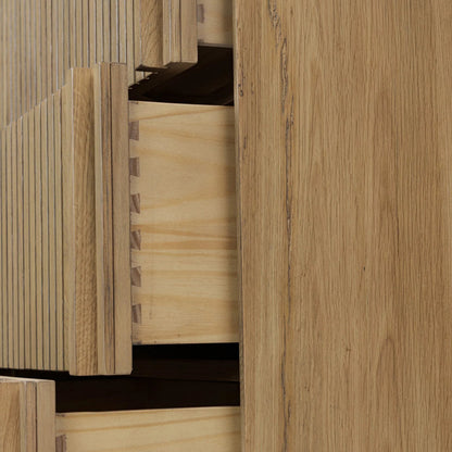 Leo 8 Drawer Dresser by Four Hands. Made from solid oak, thick oak veneer in a unique style.