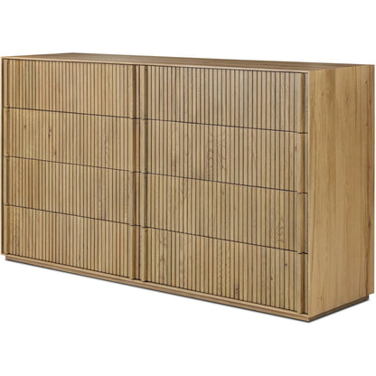 Leo 8 Drawer Dresser by Four Hands. Made from solid oak, thick oak veneer in a unique style.