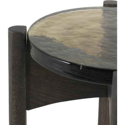 Relo End Table by Four Hands. Made from cast glass, solid oak in a modern style.