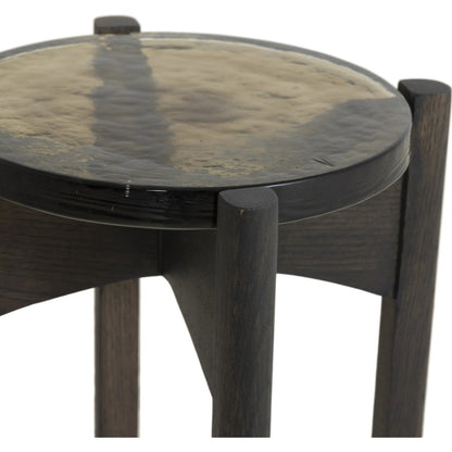 Relo End Table by Four Hands. Made from cast glass, solid oak in a modern style.