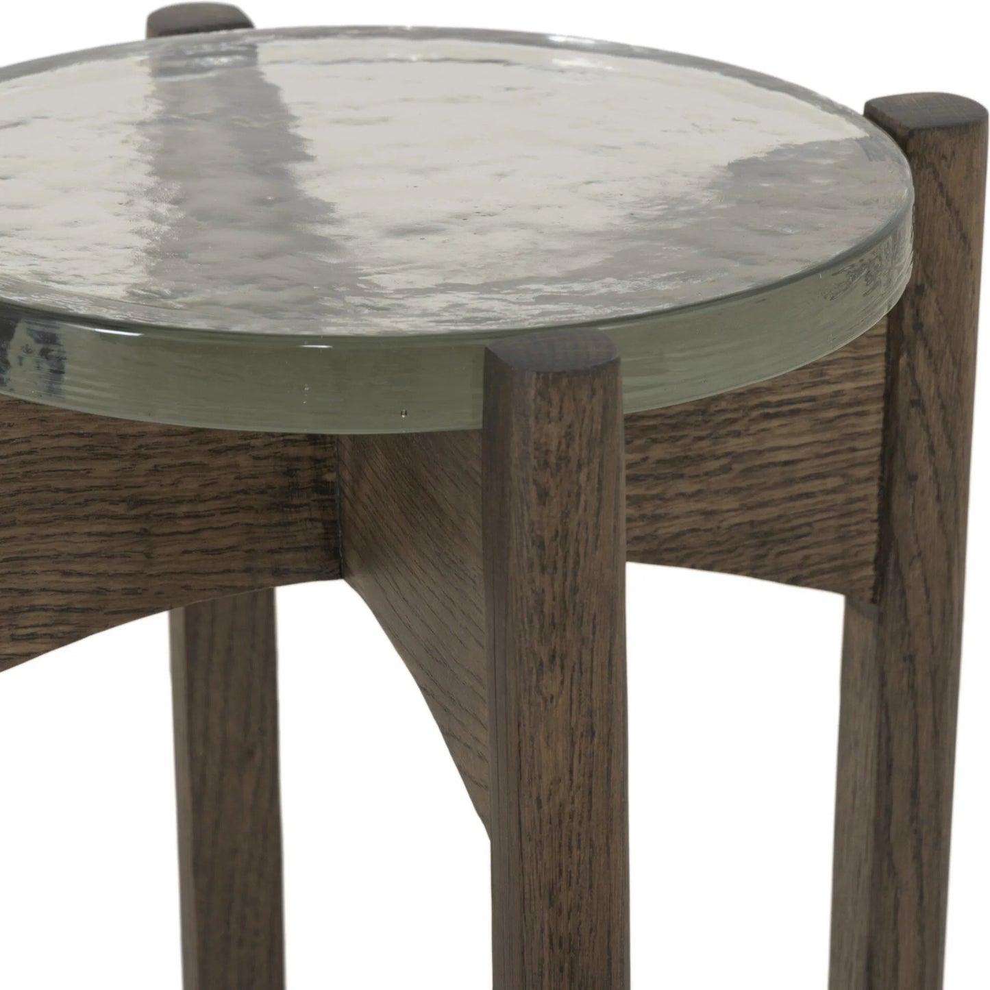 016 SI-2535294 | Closeup | Relo End Table by Four Hands. Made from cast glass, solid oak in a modern style.