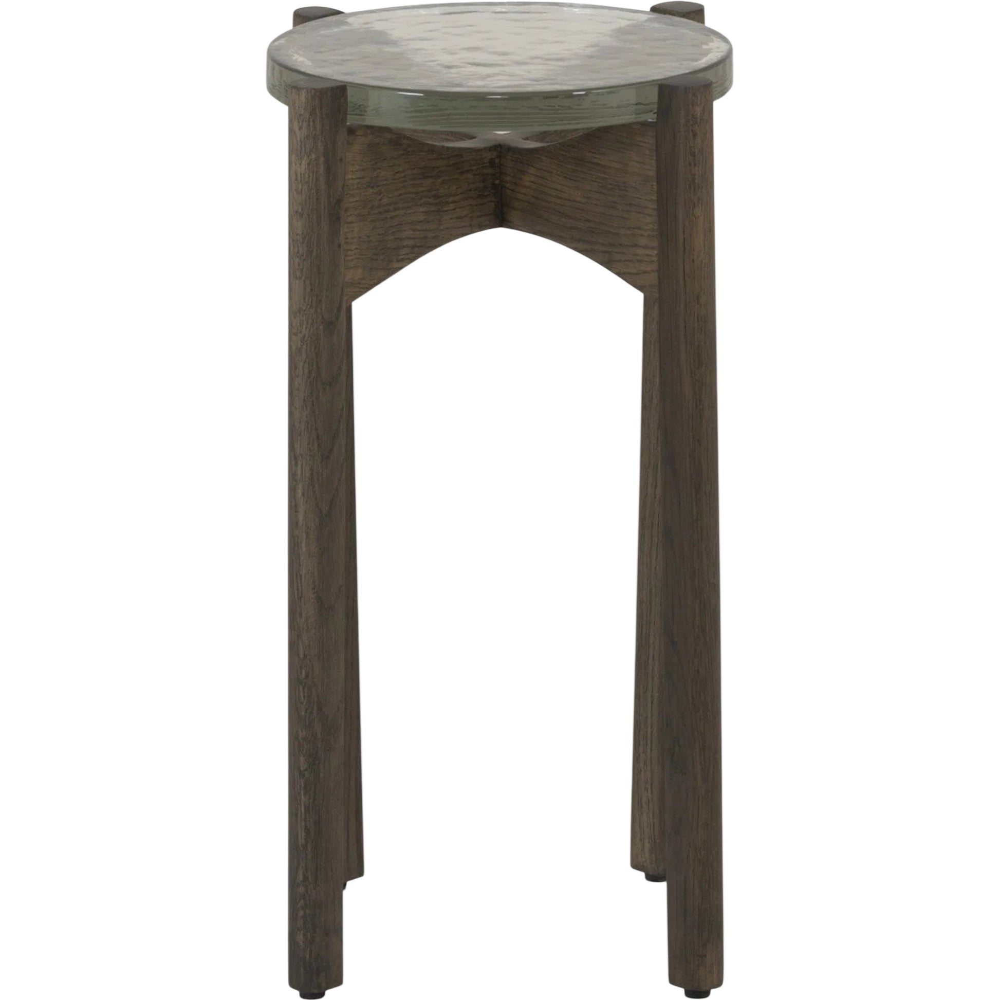 Relo End Table by Four Hands. Made from cast glass, solid oak in a modern style.