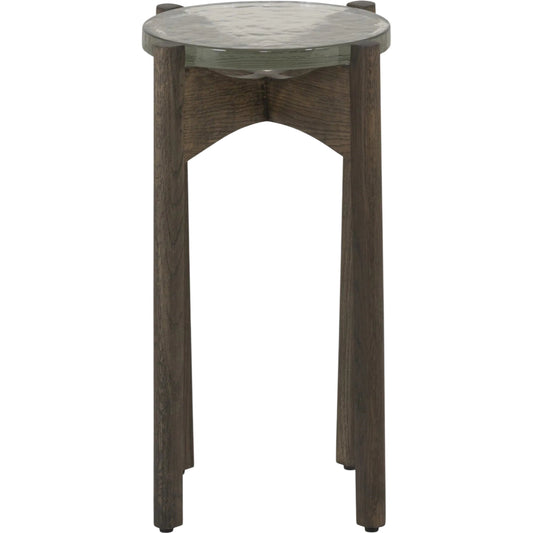 Relo End Table by Four Hands. Made from cast glass, solid oak in a modern style.